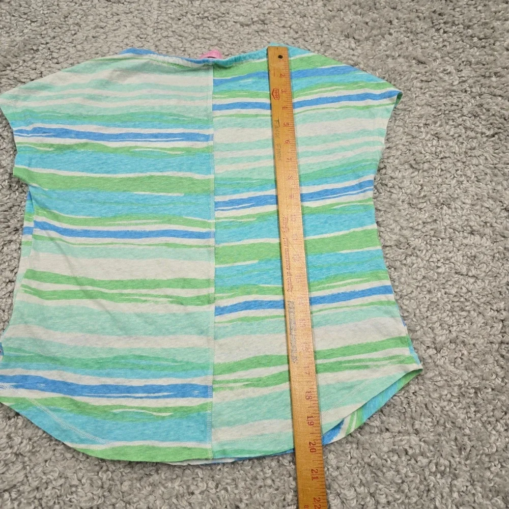 Lilly Pulitzer Women Linen Split Neck Top Size XS Striped Coastal Preppy - Picture 8 of 9